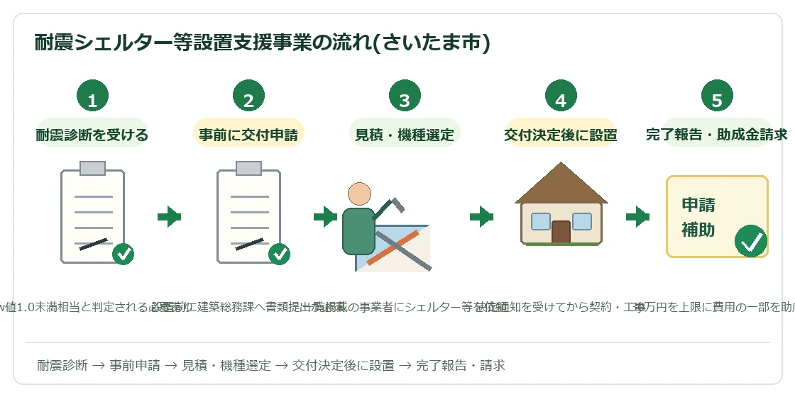さいたま市耐震シェルター等設置支援事業の流れ