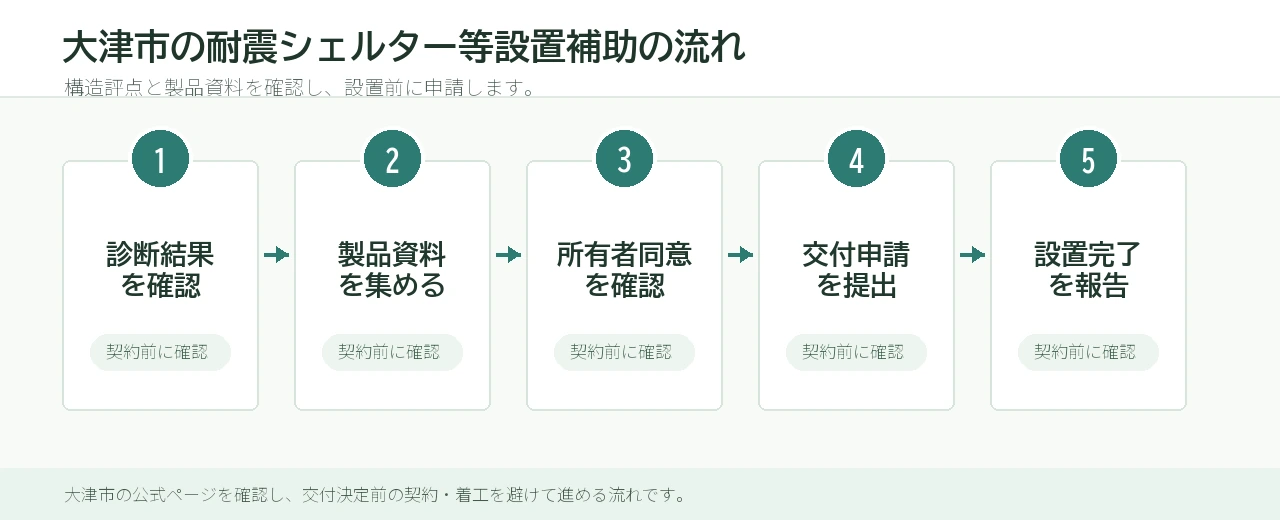 大津市の耐震シェルター等設置補助制度の流れ